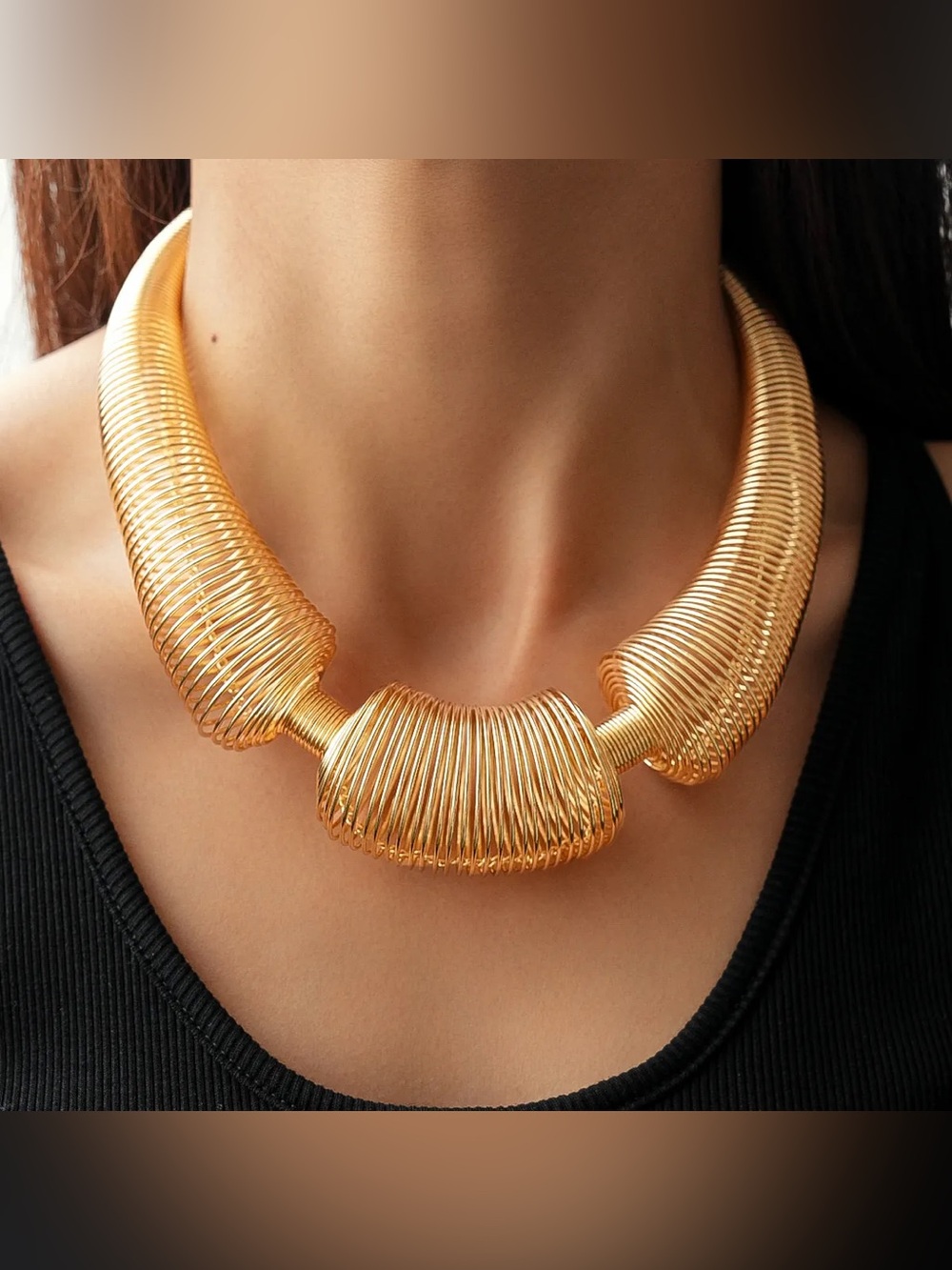 Gold-Tone Statement Coil Collar Necklace